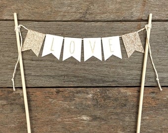 Cake Bunting topper - 'Love' square flags