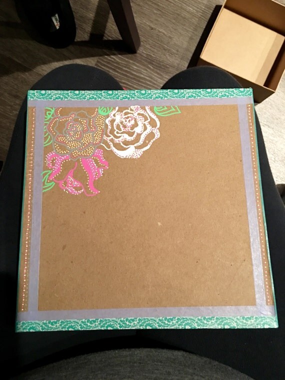 Hand painted cardboard box