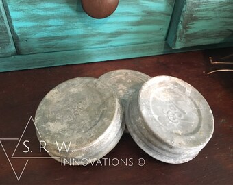 Darling Vintage Mason Jar Lids - Craft Supplies - DIY - Vintage lids - Mason Jar - Country - Chic - old lids - repurposed lids - metal lids