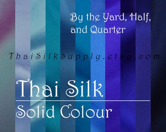 Blue Silk Fabric light Thai Silk Pure Mulberry Silk Fabric Hand Woven Silk Fabric by the yard yardage dresses blouses sewing silk material