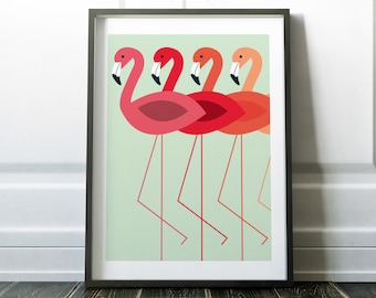 Flamingo Wall Art Prints Minimalist Wall Decor Flamingo Print Minimalist Modern Art Scandinavian Print Wall Prints Minimalist Art Print