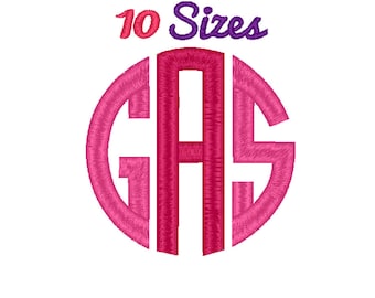Circle Monogram Embroidery Font Machine Embroidery Fonts File Pack Set 10 Sizes Digital Embroidery Design