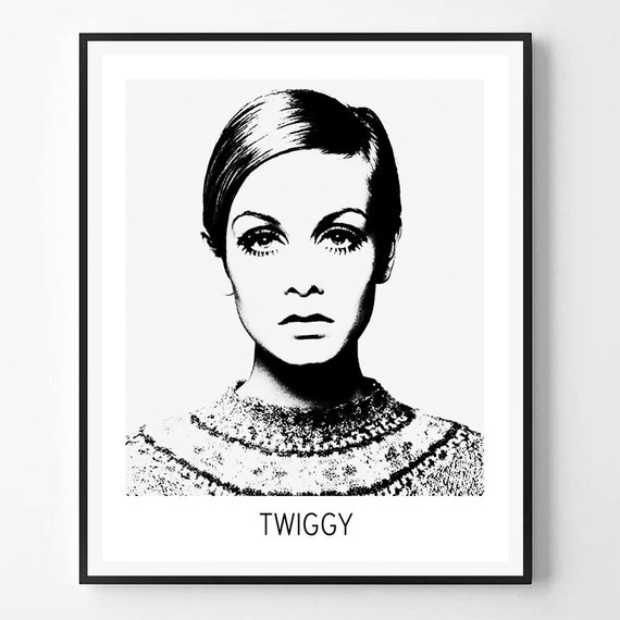 Twiggy Print Twiggy Photo Celebrity Print Black And White