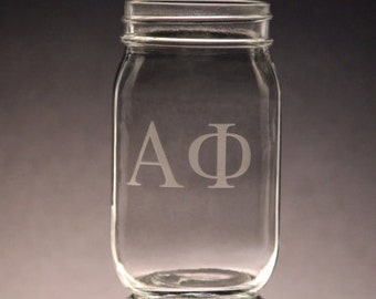 Alpha Phi | Mason Jar Etched APhi Mason Jar
