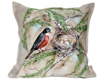 ROBIN BIRD PILLOW , Decorative Premier Bird Series Pillow (Includes Insert)