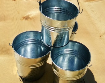 Galvanized Pail - Set of 4 - Metal Buckets - 3.75"