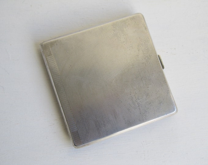 Silver card case, Sterling Art Deco engine turned business card case, solid hallmarked silver, industrial cigarette case, business card case