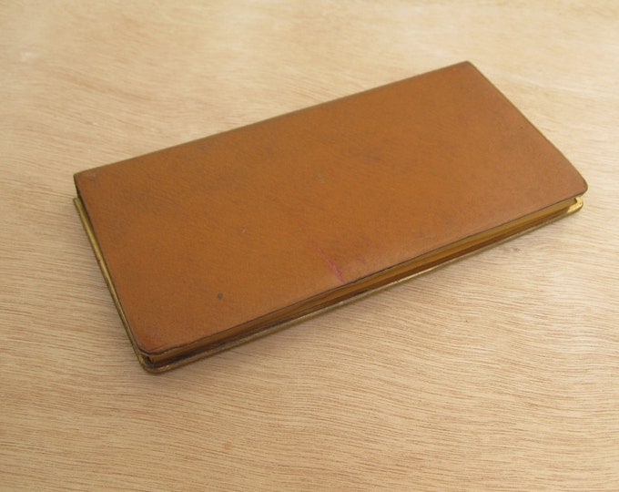 Vintage leather case, pigskin card case, ticket storage travel case, diary or notebook cover, love letter stash, trinket jewelry travel box
