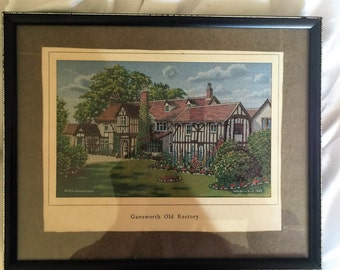 1963 Vintage BWA Macclesfield Woven Silk Picture 'Gawsworth Old Rectory'