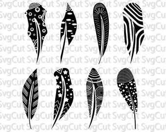 Feathers SVG bundle Clipart Feather Silhouette DIY Cutting file png dxf Cricut Design Space Instant Download
