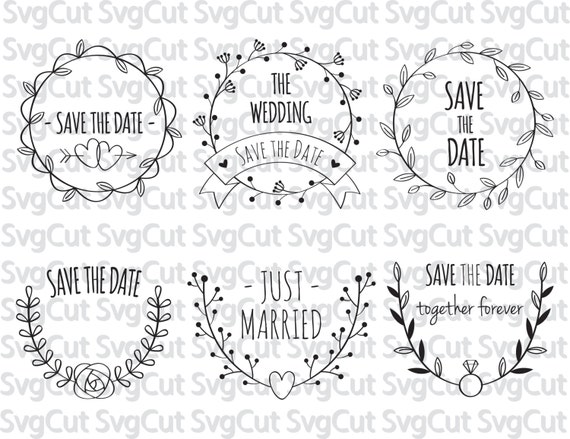Download Wedding clipart Save the date SVG wreath digital cutting