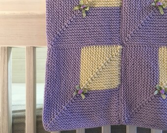 Lavender Knit Baby Blanket