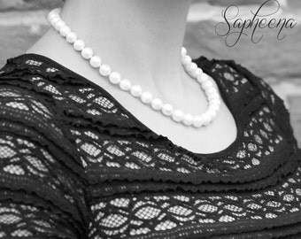 SALE-The CLASSIC Pearl Necklace- Freshwater Pearl Necklace with 14K Gold Fill Clasp- Hand made to order-Bridal/Wedding/Every day by Sapheena