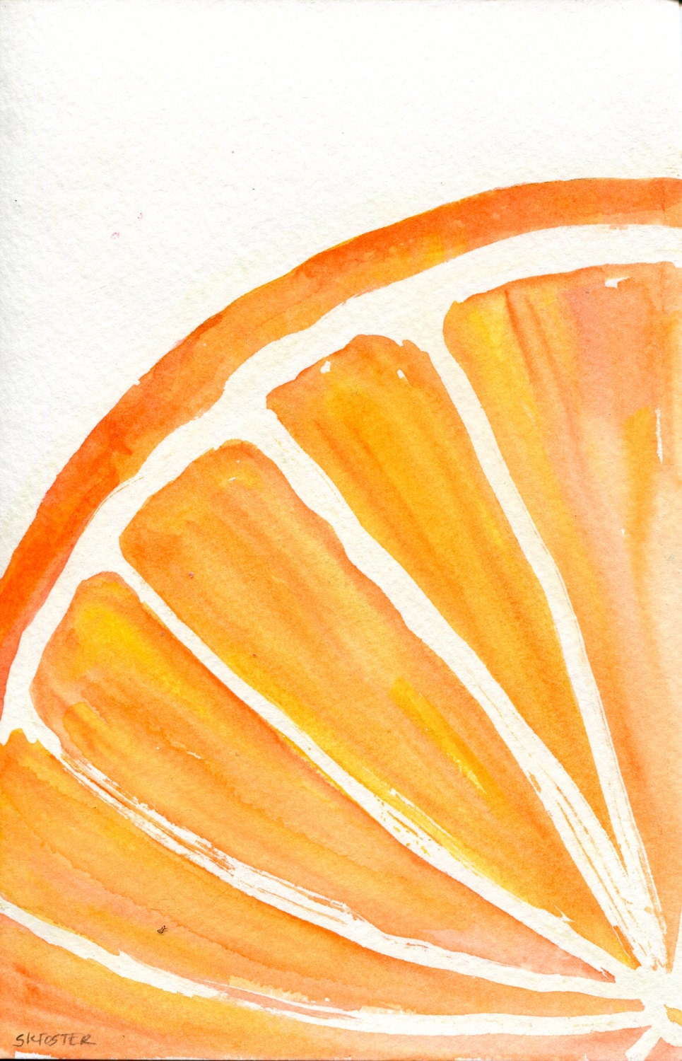 Orange watercolor painting watercolor orange painting 5 x 7