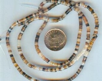 Brown Lip Shell Heishi Beads 2-3MM 24" Strand AA Quality