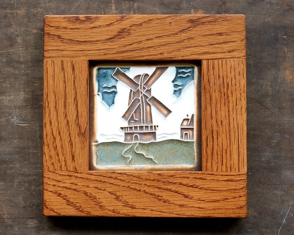 Oak Framed Mission Bungalow Style Wall Decor Dutch Windmill