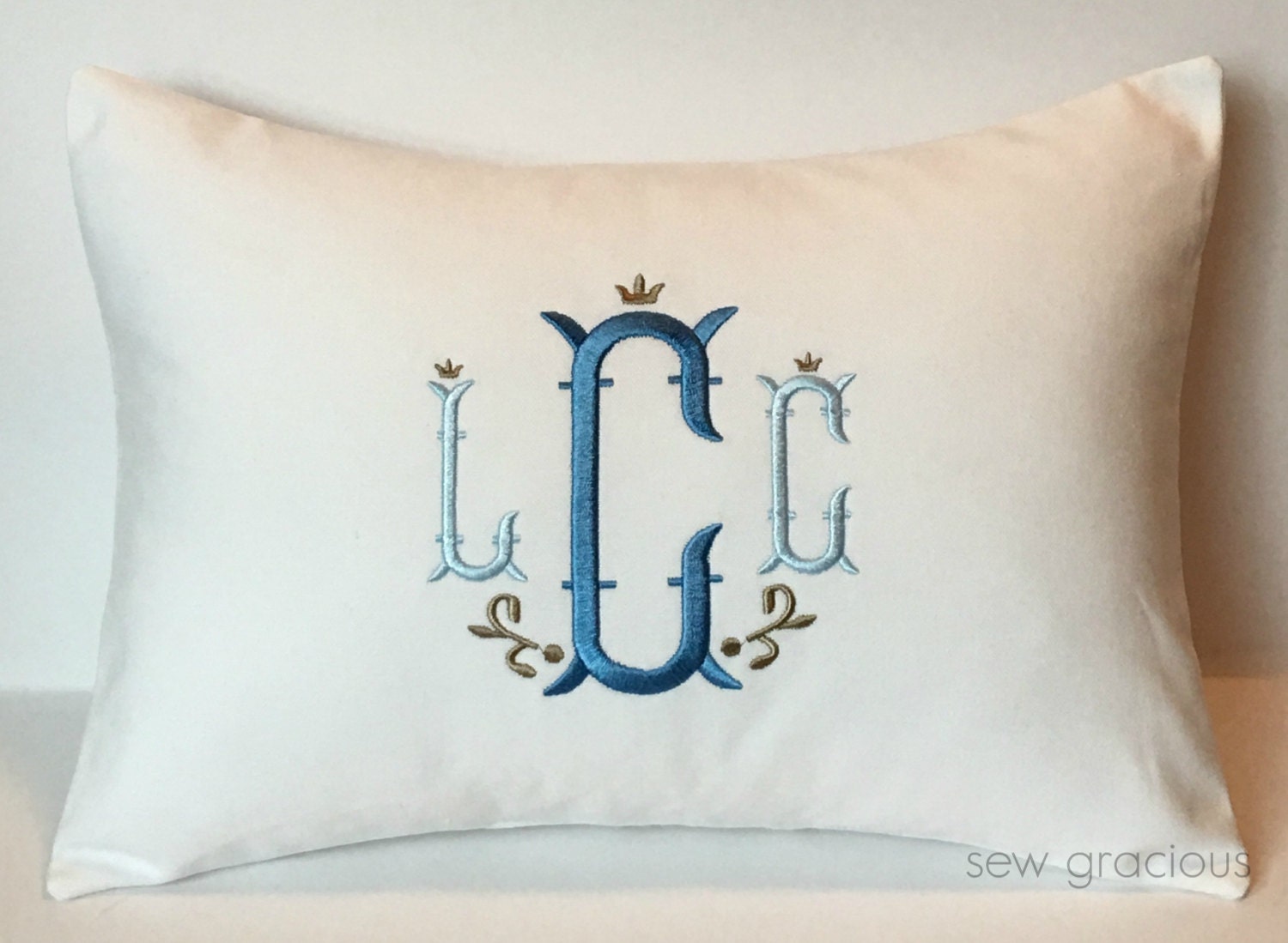 Custom Monogram Pillow Cover Nursery Decor. Baby Shower Gift.