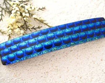 Large Barrette, Blue Barrette, Hair Barrette, French Barrette, Fused Glass Barrette, Dichroic Barrette, Glass Jewelry, Ccvalenzo,061217ba102