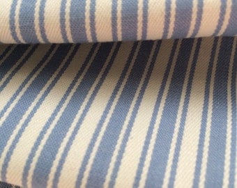 Chambray blue ticking stripe fabric - one yard