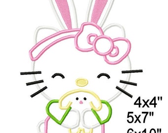 Easter KlTTY Cat Machine Embroidery Applique Design Pattern 5x7 6x10 7x11 INSTANT DOWNLOAD