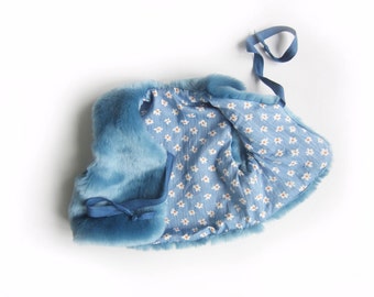 Baby faux fur vest, fur gilet, blue vegan vest, childs winter vest (blue)