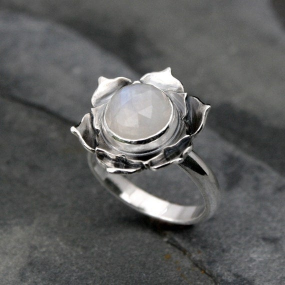 Lotus flower sterling silver ring - Fine Silver Cocktail Ring