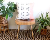 Black Abstract Print Pillow, Pastel Pink Color Block, Printed Linen Throw Pillow, Geometric 20 inch Pillow Case, Minimalist Modern Home