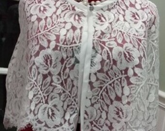 Lace Capelet,White Lace Bridal Capelet,Formal Wedding Cape,Bridal Cover up