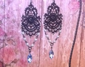 Victorian Vintage Black Lace Earrings ~ Vintage Pearls and Swarovski Crystals ~ Gypsy Jewelry Victorian Vintage Black Lace Earrings ~ Vintage Pearls and Swarovski Crystals ~ Gypsy Jewelry