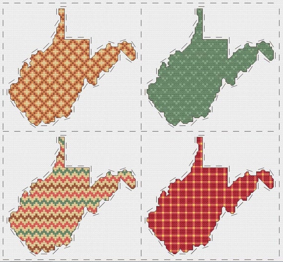 West Virginia cross stitch sampler PDF pattern INSTANT