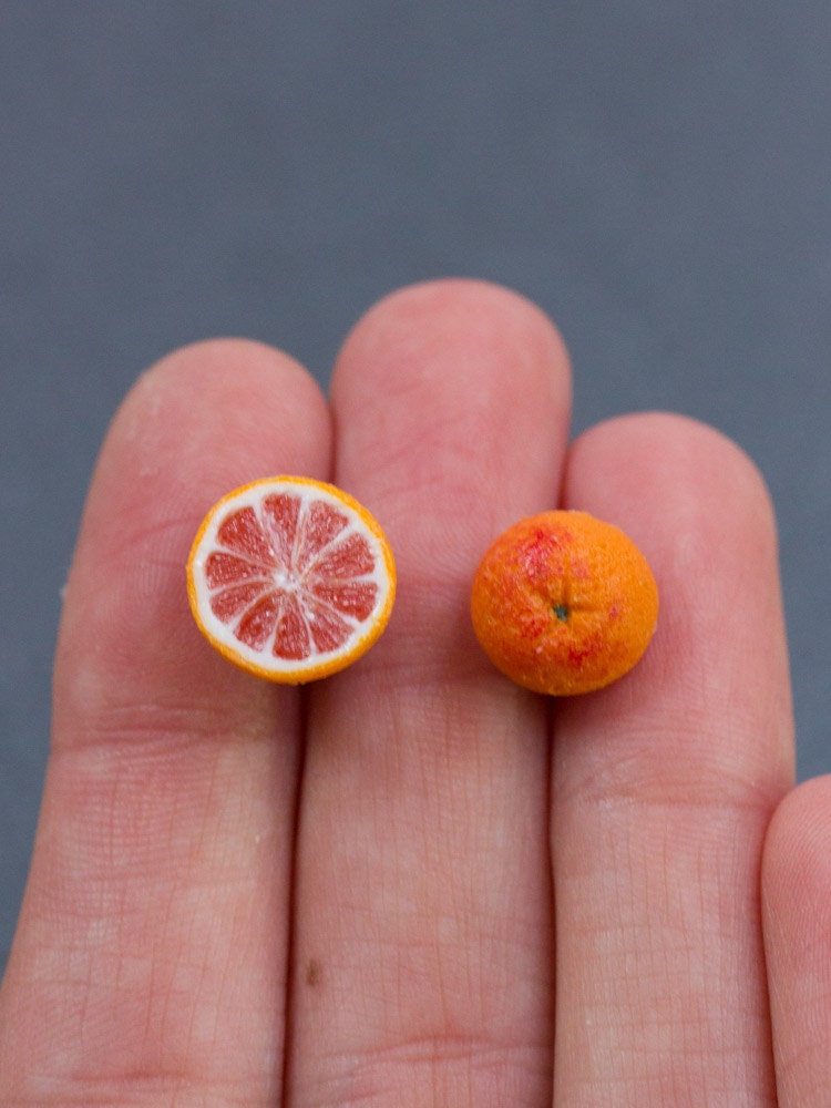 Blood Orange Earrings Miniature Fruit Jewelry