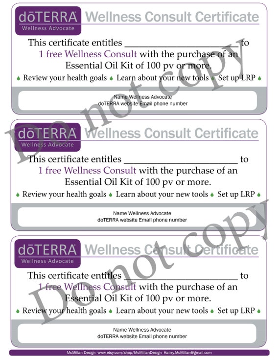 doTERRA Wellness Consult Certificate by McMillanDesign on Etsy