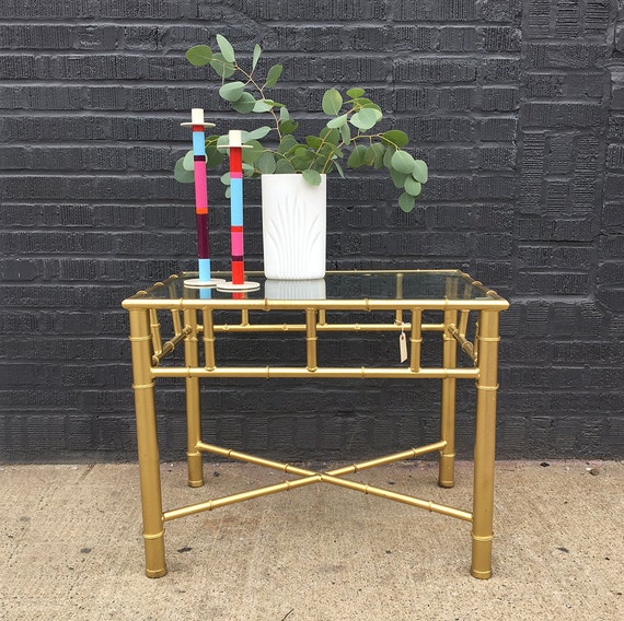 Gold Faux Bamboo Side Table Pair Available by GallivantingGirls