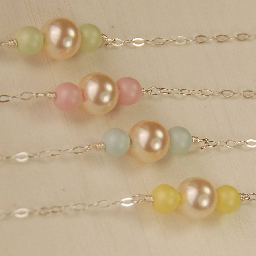 Pastel Pearl Necklace Baby Shower Gift New Mommy Gift New