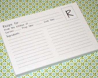 Recipe Cards- Set of 50- Super Cute-Monogramed to Your Letter Choice