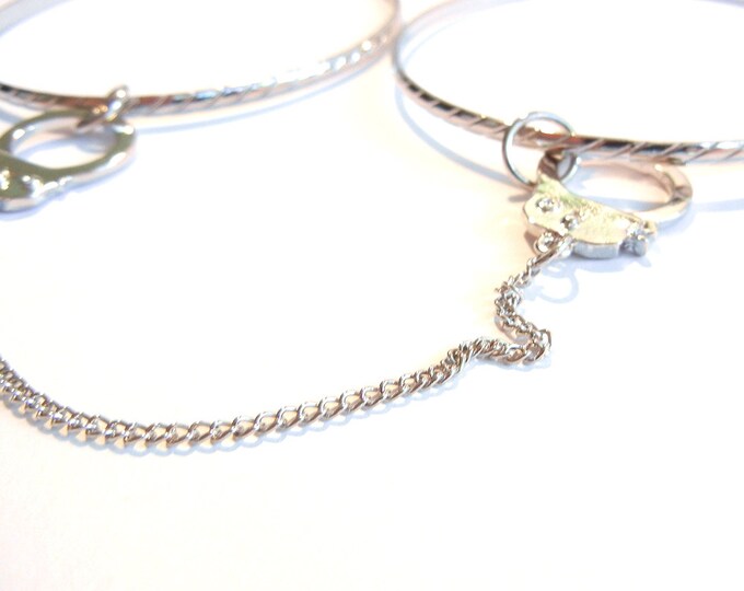 Silver-tone Handcuff Charm with Bangles