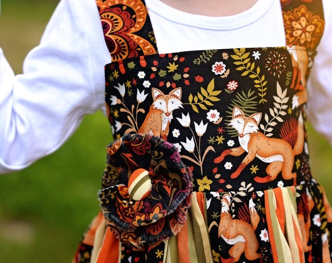 Little Girls Dress - Toddler Clothes - Woodland Birthday - Little Fox - Boutique Dress - sizes 12 months - 10 yrs