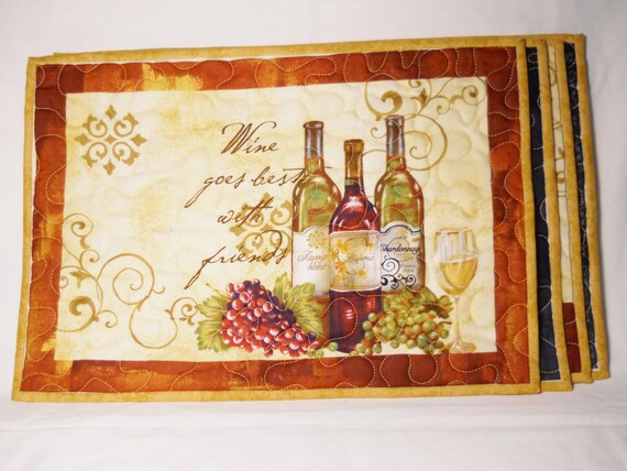 Wine Themed Placemats / Wine Table Mats / Wine by SamBabyStudio