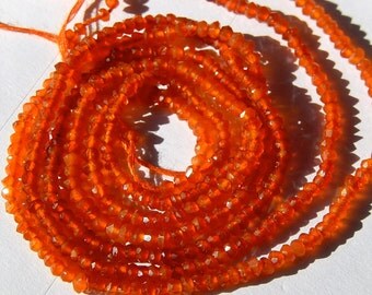 Faceted Carnelian Gemstone Rondelles, Semi Precious Gemstones. 2.5mm (fcn)