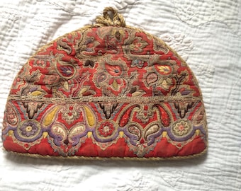 Vintage quilted and embroidered tea cosy 1930s