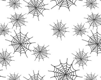 Black Spider Webs fabric designed by Mint Peony- Cotton Spider fabric by the yard with Spoonflower