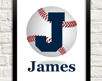 Boys Wall Art, Baseball Theme Nursery, Baby Boy Nursery Decor, Custom Name Print, Personalized Nursery, Sports Letter Wall Art, Boy Wall Art