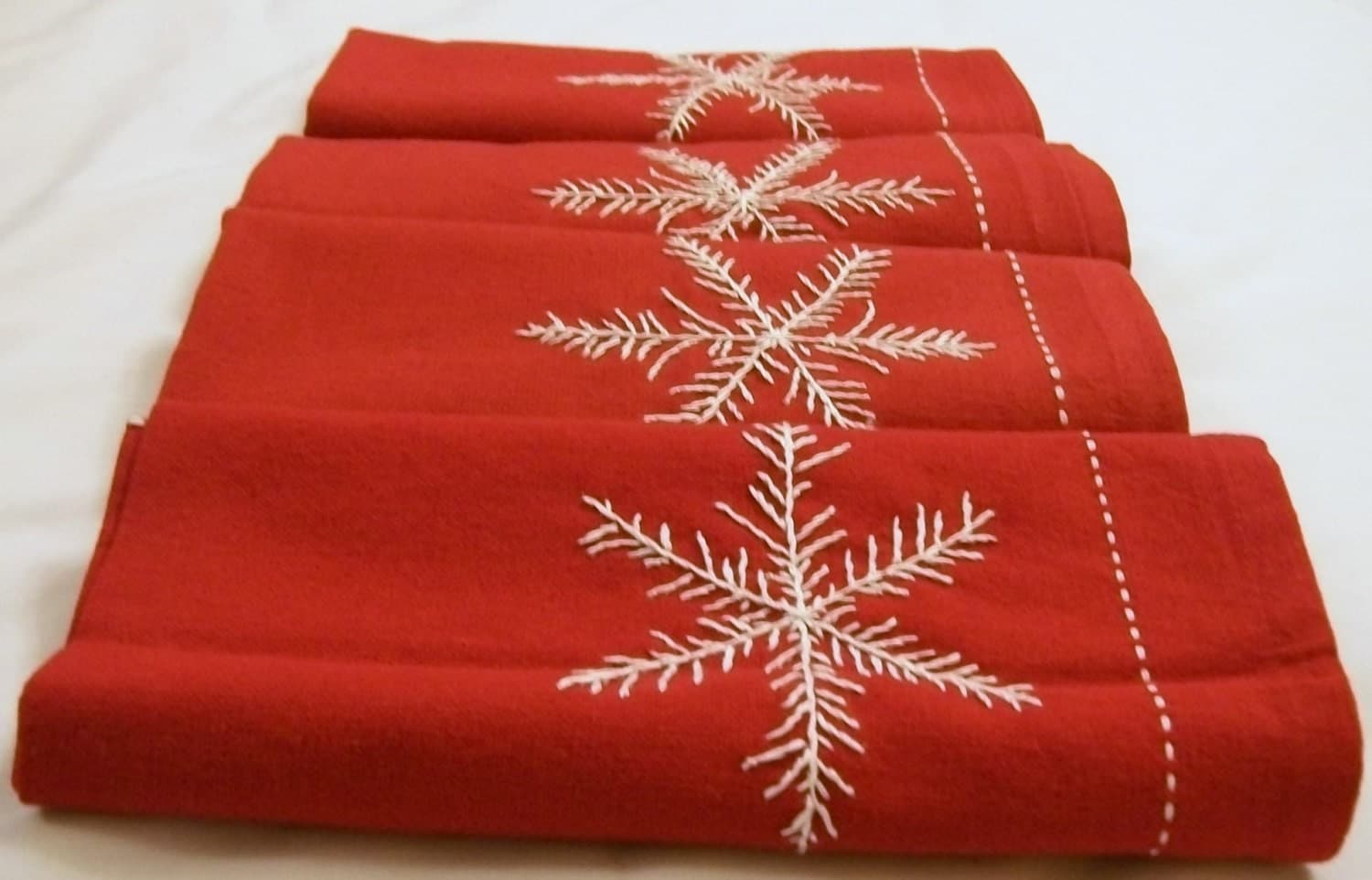 Red Napkins Cloth Napkins Hand Embroidery Red Napkins with