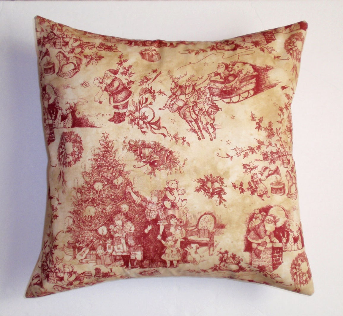 CHRISTMAS Throw Pillow Cover Christmas Toile Throw Pillow