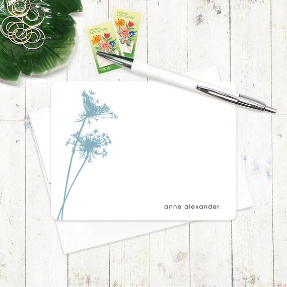 personalized stationery set QUEEN ANNES LACE set of 12