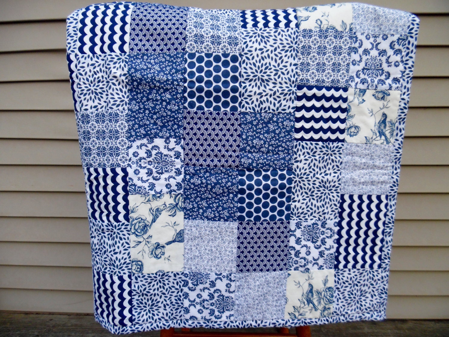 Modern Baby Quilt Baby Boy Quilt Toddler Quilt Navy Blue