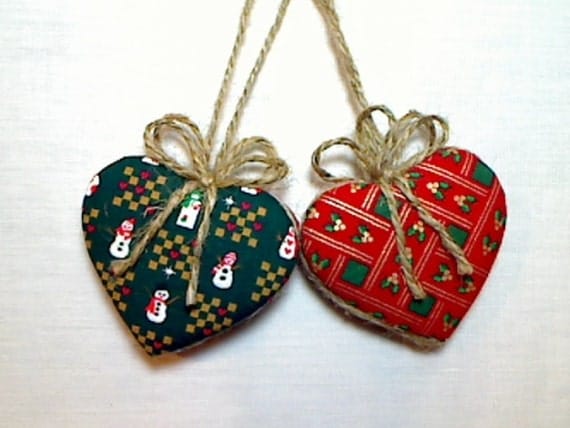 Christmas Heart Ornaments | Holidays | Party Favors | Primitive Folk ...