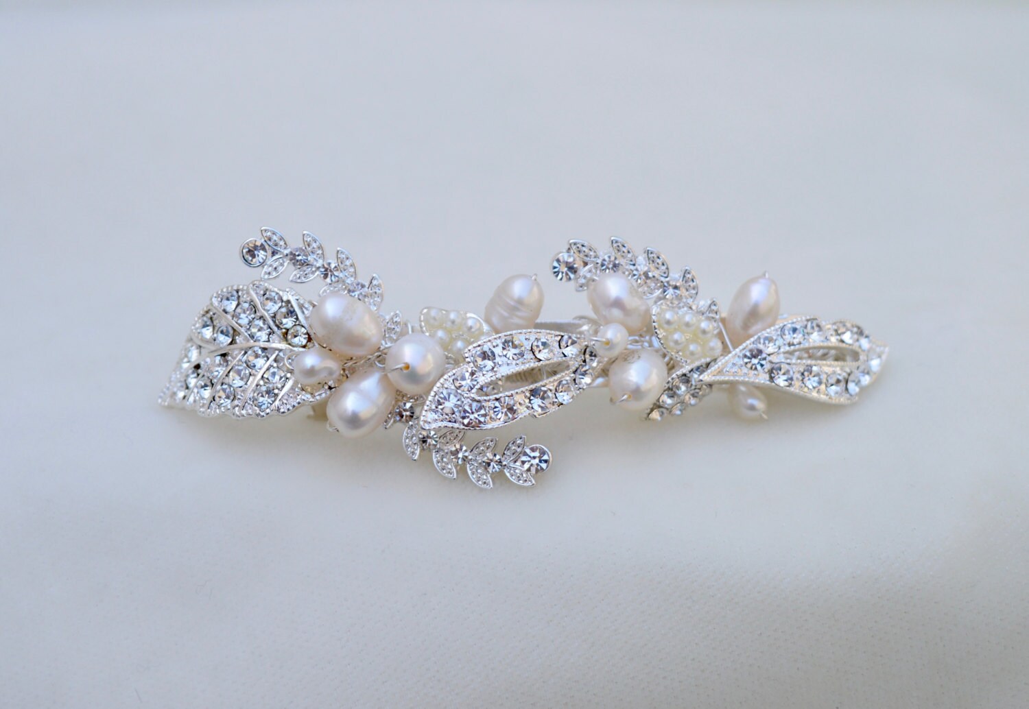 Bridal Swarovski Crystal & Pearl Hair Clip / by lyndahats on Etsy