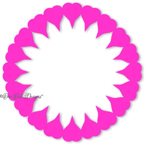 Download Heart Flower Circle Monogram Frame SVG File PDF / dxf / jpg