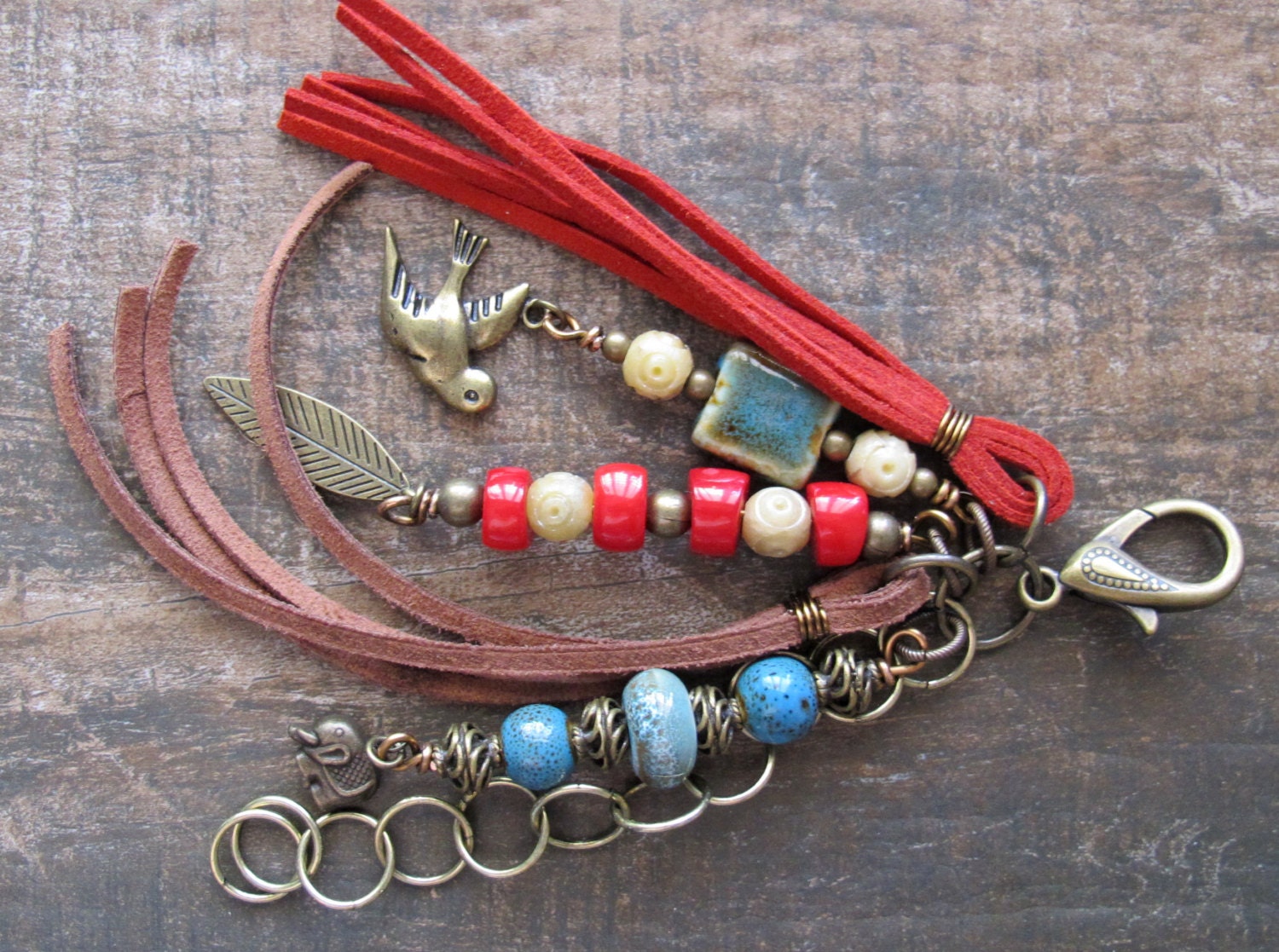 Purse Charm Charm Tassel Zipper Pull Key Chain Bird